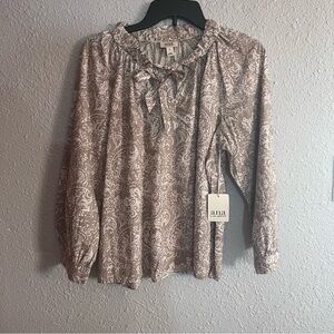 a.n.a Women's Tan Paisley Blouse